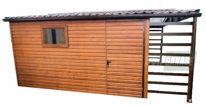 GARAŻ BLASZANY 3m x 5m poziom - dwuspad - Brama - okno - drzwi - wiata BOX114 4x4 - obrazek 1