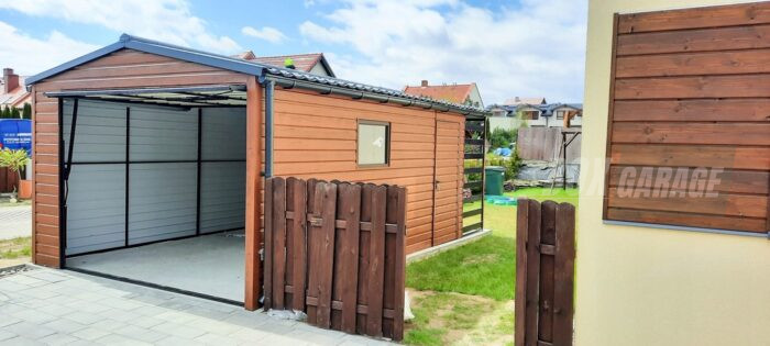 GARAŻ BLASZANY 3m x 5m poziom - dwuspad - Brama - okno - drzwi - wiata BOX114 4x4 - obrazek 4
