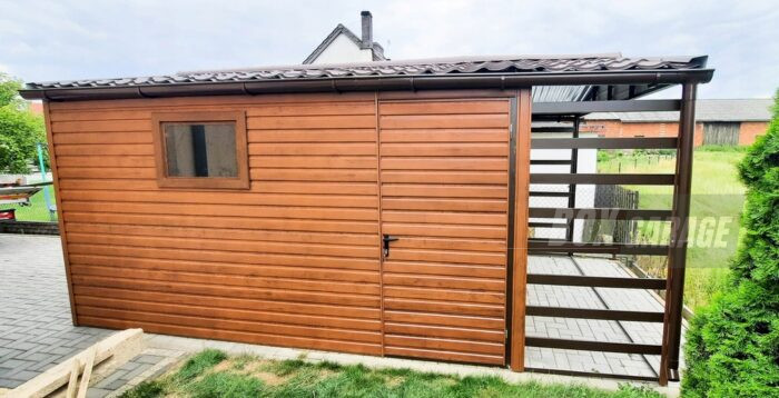 GARAŻ BLASZANY 3m x 5m poziom - dwuspad - Brama - okno - drzwi - wiata BOX114 4x4 - obrazek 9