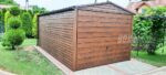 GARAŻ BLASZANY 3m x 6m poziom - dwuspad - Brama uchylna - ciemny orzech rynny BOX81 3x6 - obrazek 4