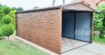 GARAŻ BLASZANY 3m x 6m poziom - dwuspad - Brama uchylna - ciemny orzech rynny BOX81 3x6 - obrazek 5