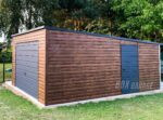 GARAŻ BLASZANY 4m x 6m poziom - spad tył Brama uchylna - wiata - drzwi + okno PCV - drewnopodobny BOX30 4x6 - obrazek 5