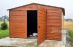 GARAŻ BLASZANY 4m x 6m poziom - dwuspad + Brama - jasny orzech - drewnopodobny BOX79 4x6 - obrazek 3