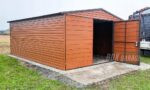 GARAŻ BLASZANY 4m x 6m poziom - dwuspad + Brama - jasny orzech - drewnopodobny BOX79 4x6 - obrazek 7