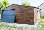 GARAŻ BLASZANY 6m x 6m dwuspad - Brama uchylna - ciemny orzech - dodatkowe drzwi - 2x okno BOX102 6x6 - obrazek 6