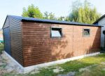 GARAŻ BLASZANY 6m x 6m dwuspad - Brama uchylna - ciemny orzech - dodatkowe drzwi - 2x okno BOX102 6x6 - obrazek 8