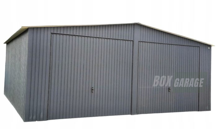 GARAŻ BLASZANY 7m x 7m pion - dwuspad - 2x Brama uchylna - antracyt grafit BOX55 - obrazek 1