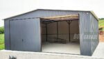 GARAŻ BLASZANY 7m x 7m pion - dwuspad - 2x Brama uchylna - antracyt grafit BOX55 - obrazek 3