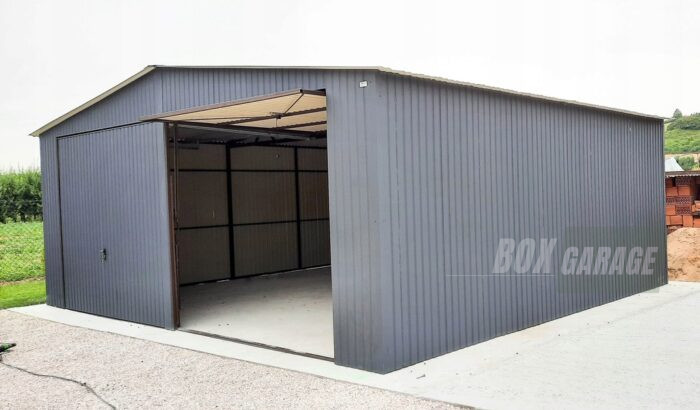 GARAŻ BLASZANY 7m x 7m pion - dwuspad - 2x Brama uchylna - antracyt grafit BOX55 - obrazek 4