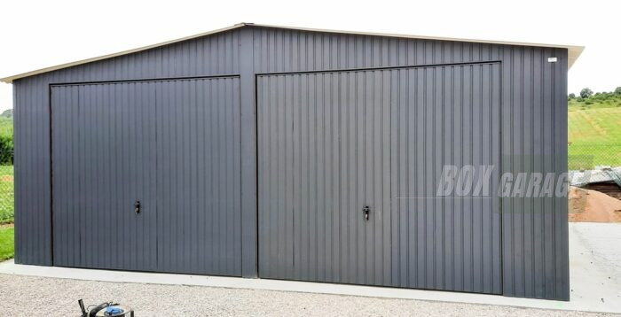 GARAŻ BLASZANY 7m x 7m pion - dwuspad - 2x Brama uchylna - antracyt grafit BOX55 - obrazek 6