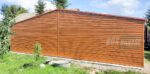 GARAŻ BLASZANY 9m x 6m poziom - dwuspad 2x Brama + drzwi - jasny orzech BOX90 9x6 - obrazek 2