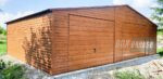 GARAŻ BLASZANY 9m x 6m poziom - dwuspad 2x Brama + drzwi - jasny orzech BOX90 9x6 - obrazek 6